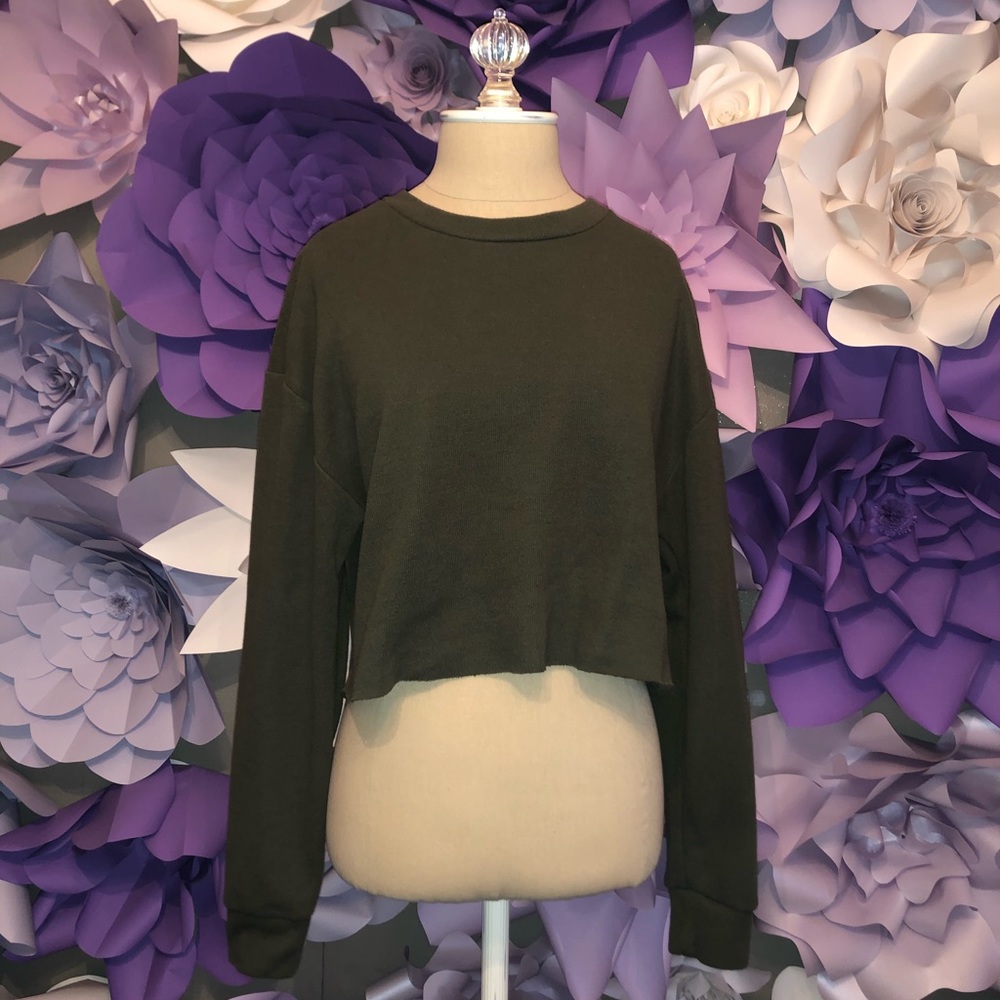 Army Green Cropped Sweater